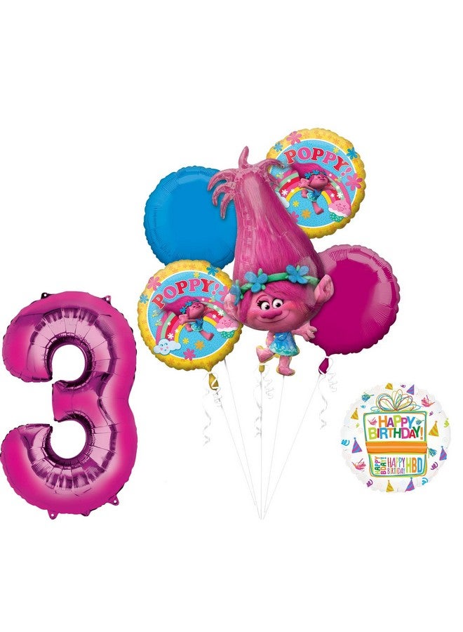 Trolls Poppy 3Rd Birthday Party Supplies And Balloon Bouquet Decorations