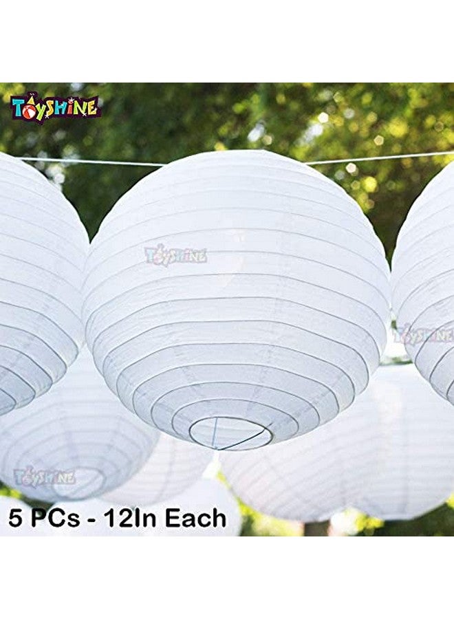 116 Pcs Mega Party Decoration Combo 6 Wall Decor Fans 50 White And 50 Golden Balloons 1 Happy Bithday Banner 2 Tapes 2 Golden Curtains 5 Pcs 12 Paper Balls