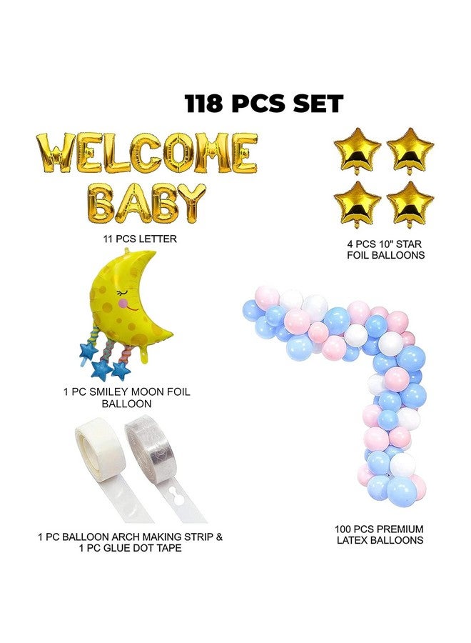 Welcome Baby Balloon Arch Decoration Set Of 118 Pcs Aluminium;Rubber(Multi)