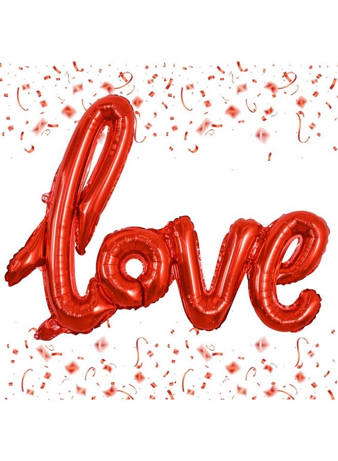 Large Red Love Foil Balloons Banner42 Inch Mylar Foil Letters Balloons Reusable Material For Romantic Valentine'S Day Wedding Bridal Shower Anniversary Engagement Party Decorations