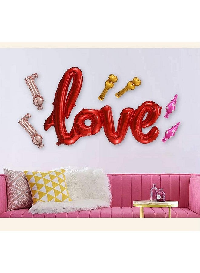 Large Red Love Foil Balloons Banner42 Inch Mylar Foil Letters Balloons Reusable Material For Romantic Valentine'S Day Wedding Bridal Shower Anniversary Engagement Party Decorations