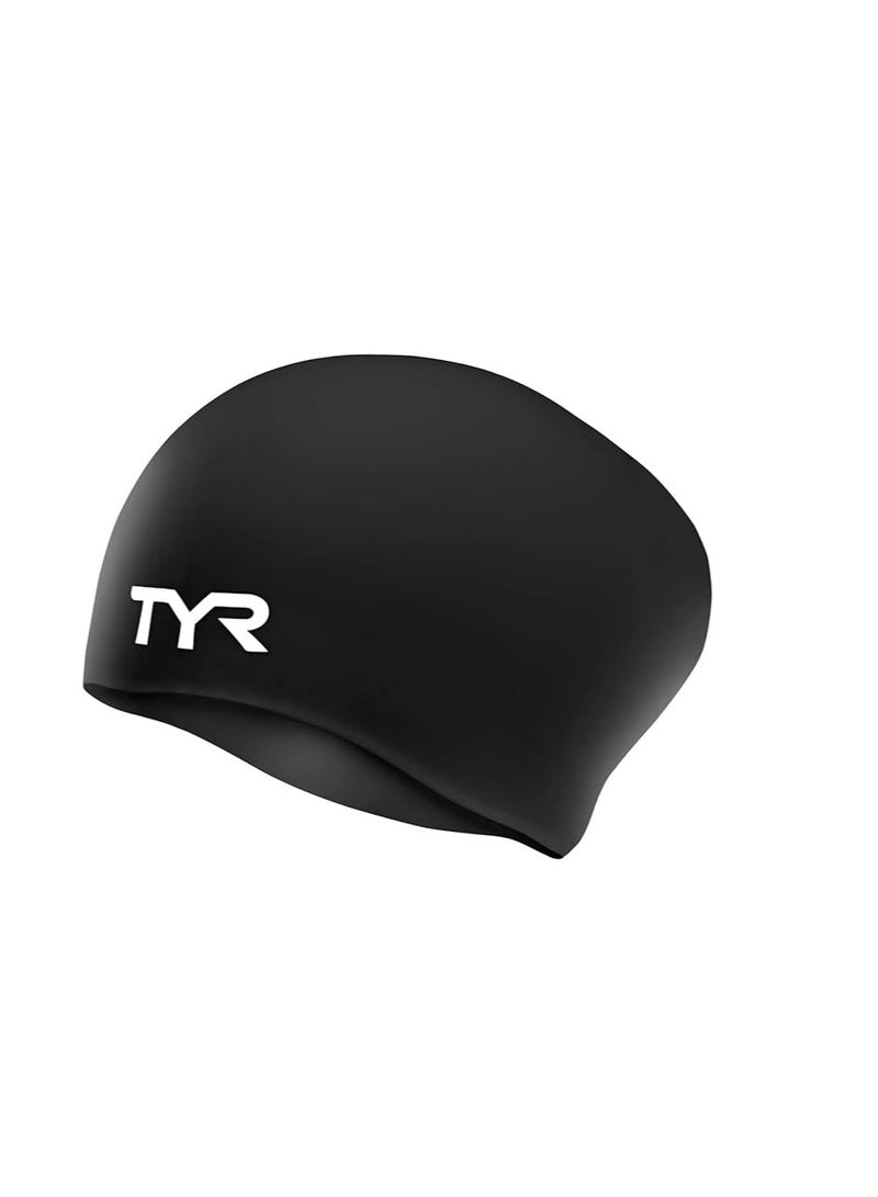 TYR Adult Long Hair Wrinkle-Free Silicone Swim Cap