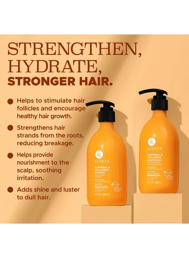 Luseta Shampoo And Conditioner Set For Hair Growth With Turmeric & Collagen Hair Thickening Volumizing Shampoo For Thin Or Oil Hair Sulfate And Parabens Free 2X16.9Oz