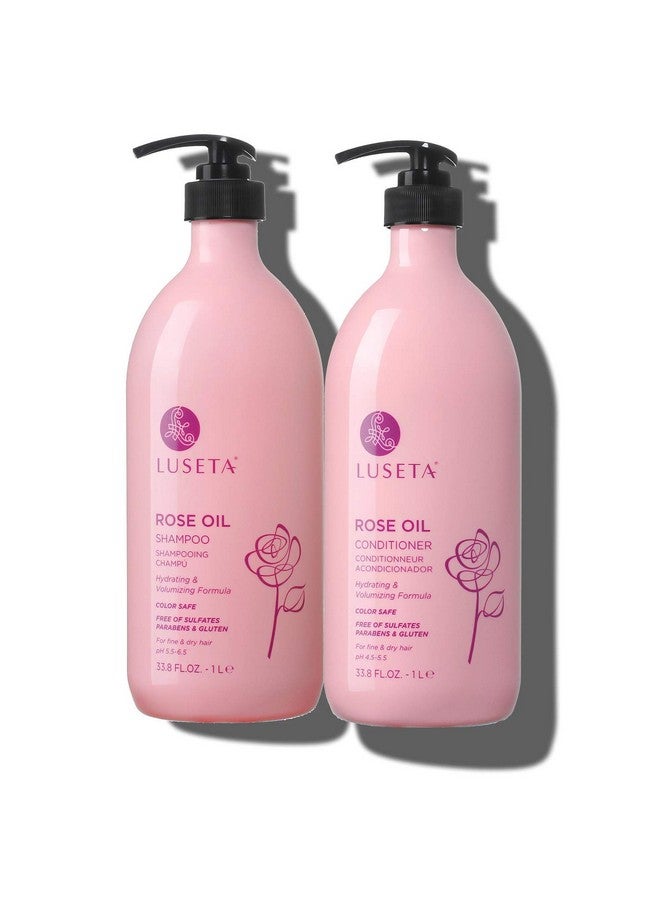 Luseta Rose Oil Shampoo And Conditioner Set For Fine And Dry Hair 2X33.8Oz