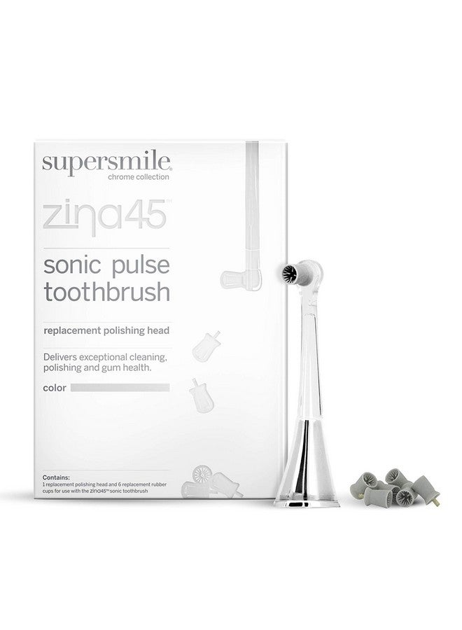 Zina45 Replacement Polishing Head For Sonic Pulse Toothbrush Delivers Professional Athome Teeth Whitening Polish & Shine (Silver