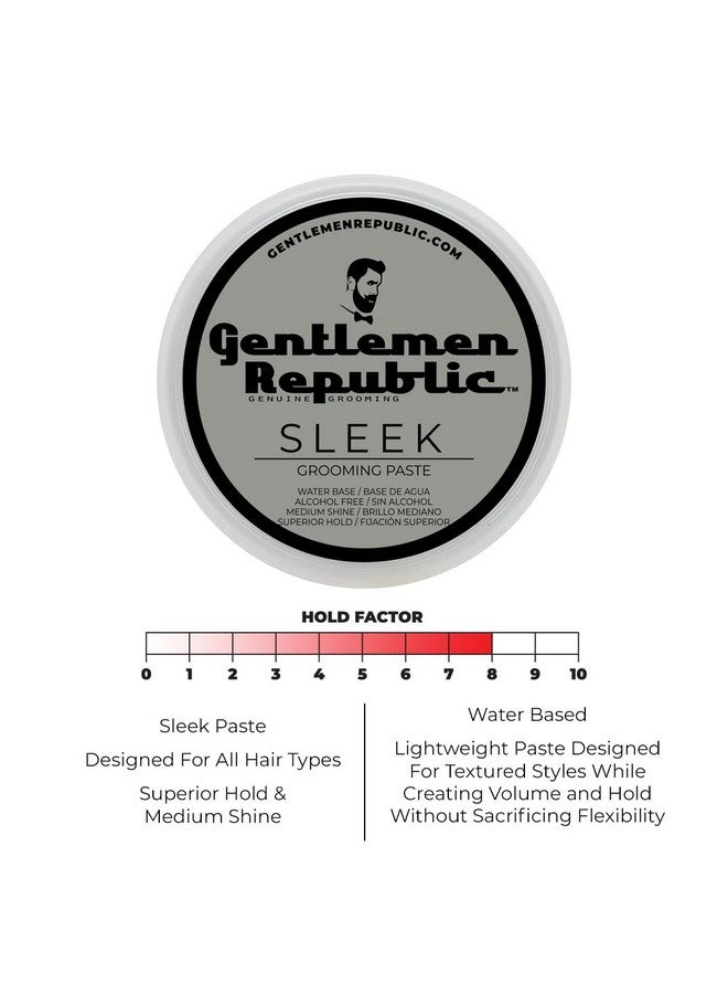 Gentlemen Republic 4Oz Sleek Paste Professional Waterbased Formula For Lightweight Strong Hold And Volume Alcoholfree Fresh Scent Made In Usa