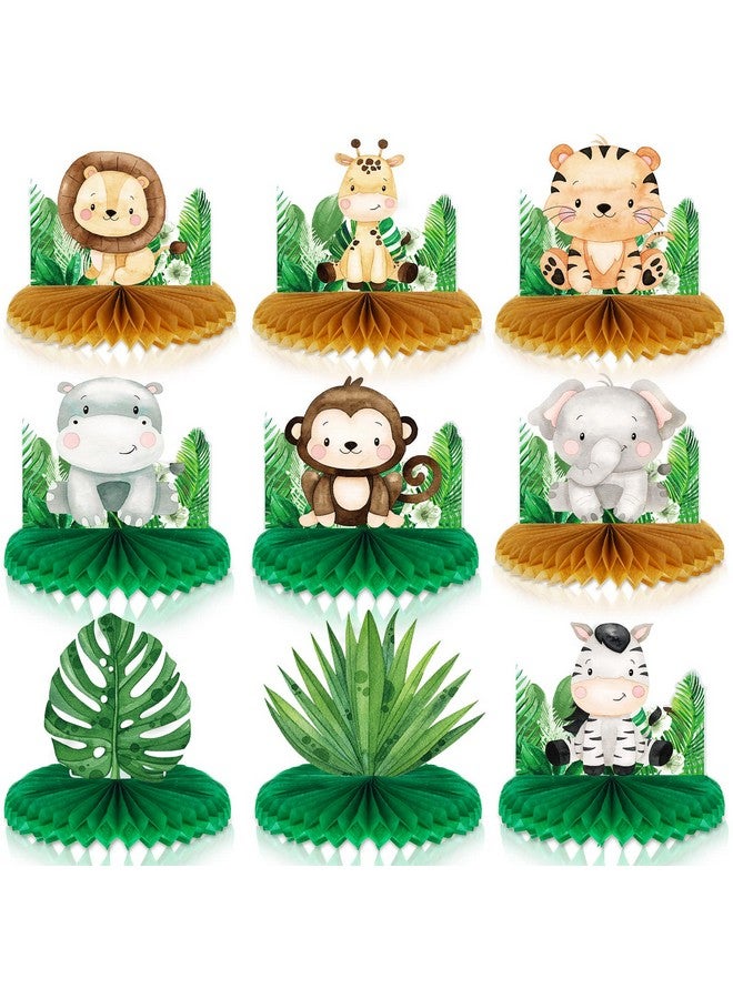 9 Pcs Baby Jungle Animals Honeycomb Centerpieces Safari Baby Shower Decorations Jungle Safari Sage Green Themed Birthday Party Supplies For Boys Kids Baby Shower Nursery Party Decor