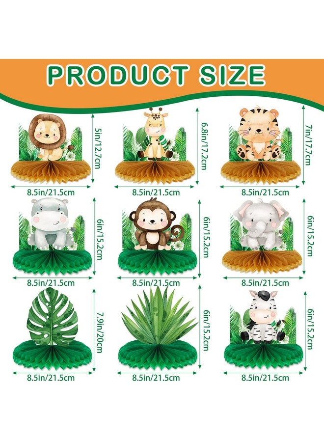 9 Pcs Baby Jungle Animals Honeycomb Centerpieces Safari Baby Shower Decorations Jungle Safari Sage Green Themed Birthday Party Supplies For Boys Kids Baby Shower Nursery Party Decor