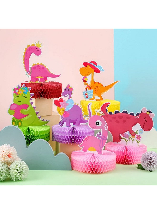 9 Pcs Dinosaur Party Honeycomb Centerpieces Girls Dinosaur Center Piece For Table Decorations 3D Table Toppers Birthday Party Supplies For Baby Shower Decor Props