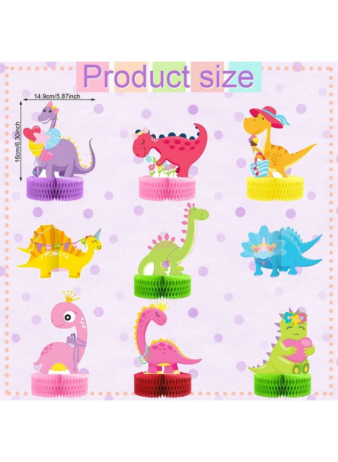 9 Pcs Dinosaur Party Honeycomb Centerpieces Girls Dinosaur Center Piece For Table Decorations 3D Table Toppers Birthday Party Supplies For Baby Shower Decor Props