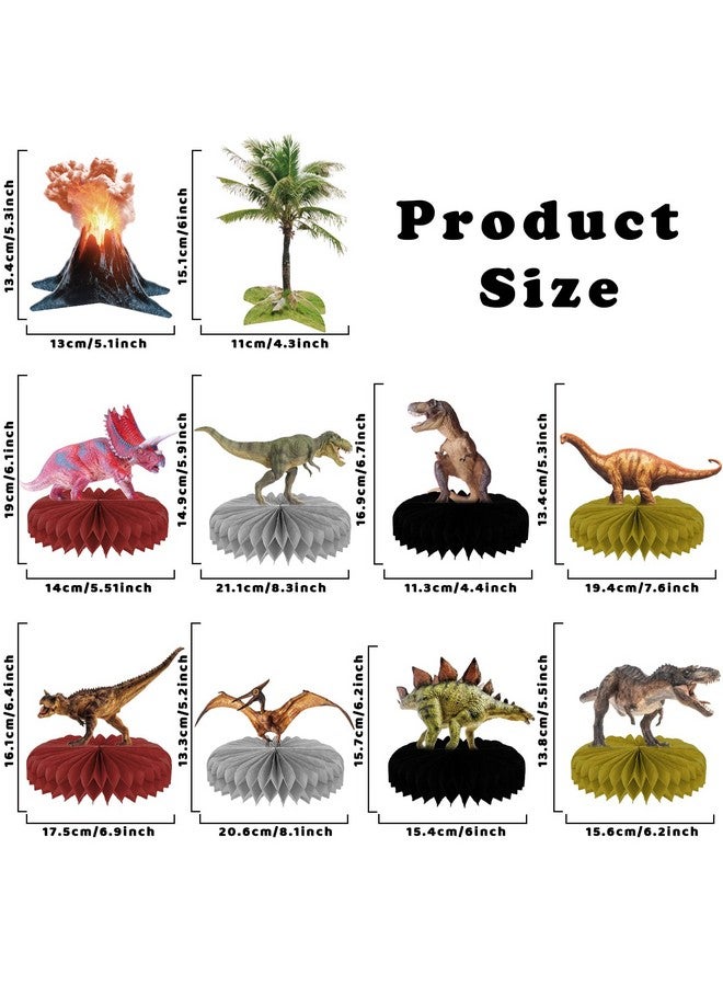 10 Pcs Dinosaur Centerpieces For Birthday Party 3D Dino Honeycomb Table Decorations Dinosaur Safari Jungle Animal Theme Baby Shower Table Paper Topper Stand Decor For Boys Girls Kids