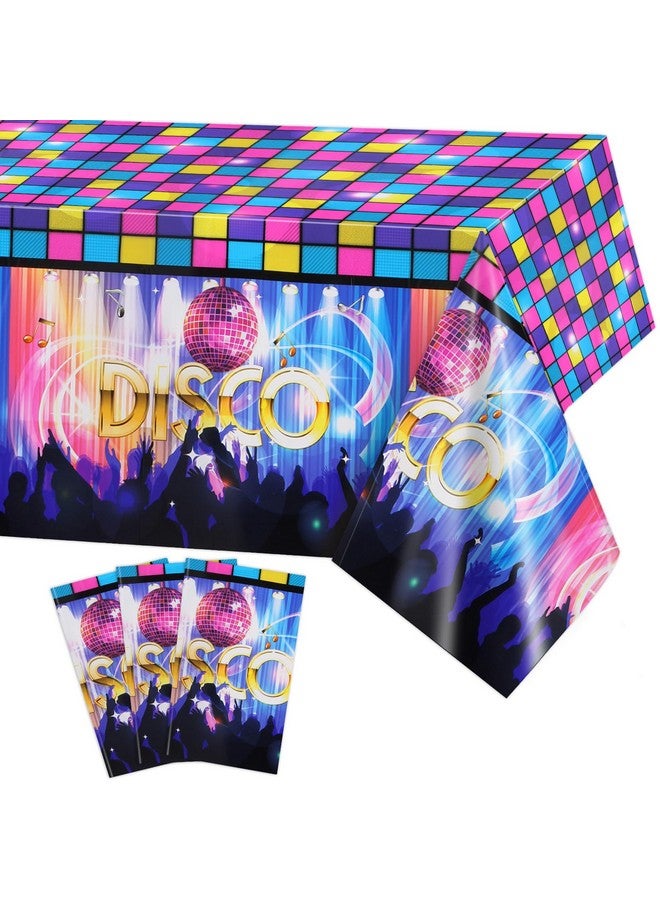 Disco Tablecloth For Party Decoration 3 Packs Disco Tablecovers Diso Theme Disposable Plastic Rectangular Table Covers For 1970S Disco Fever Music Record Neon Night Birthday Party Supplies