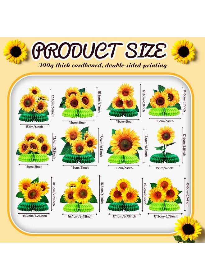 12 Pcs Sunflower Honeycomb Centerpieces Sunflower Party Table Decorations Table Toppers Sun Flowers Party Supplies For Sunflower Themed Party Baby Shower Birthday Wedding