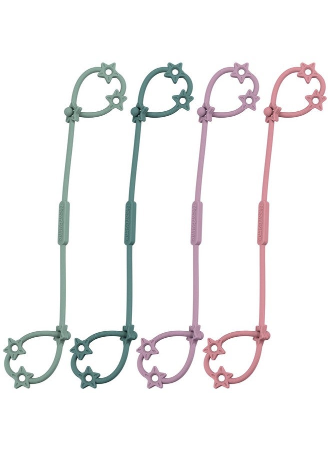 Toy Straps For Baby Adjustable Stretchable Sippy Cup Straps Sippy Bottles Or Pacifier To Stroller Highchair Car Seat Hanging Basket (4Pack Midnight Blue/Ether/Deep Lilac/Mauve)