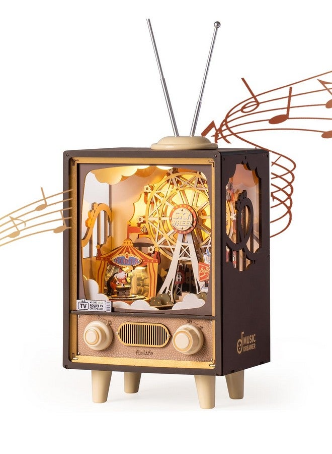 3D Wooden Puzzles For Adults Diy Book Nook Kit 16 Ferris Wheel Music Box Model Building Set With Led Crafts For Adults Gifts For Girls Boys (Sunset Carnival)