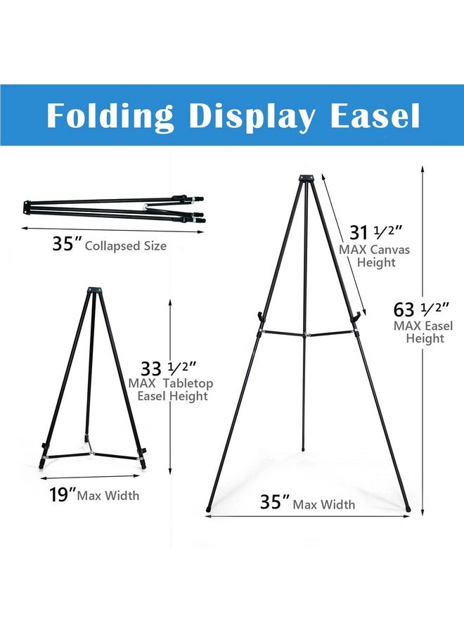 66 High Black Aluminum Display Easel Stand Large Adjustable Height Presentation Stand Portable Tripod Holding Signs Posters And Whiteboards Up To 25Lbs