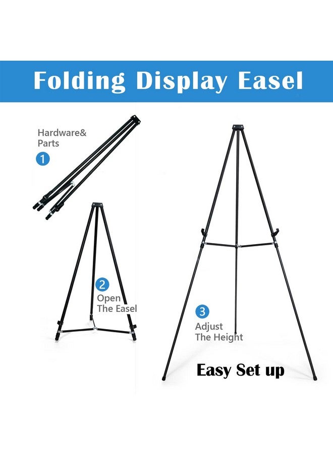 66 High Black Aluminum Display Easel Stand Large Adjustable Height Presentation Stand Portable Tripod Holding Signs Posters And Whiteboards Up To 25Lbs