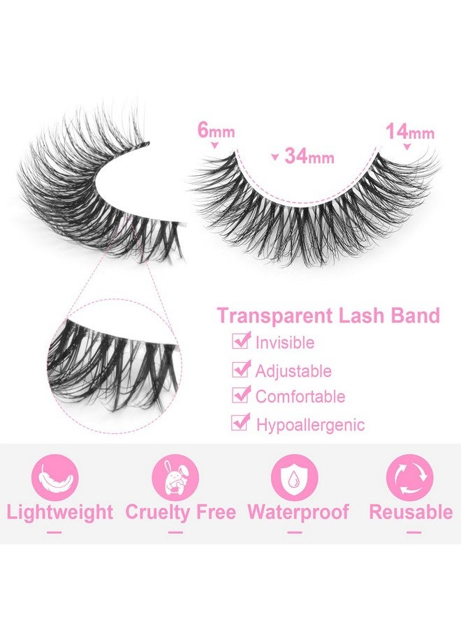 14Mm Lashes Natural Look Wispy Eyelashes Fluffy Faux Mink Lashes Clear Band Short Natural False Lashes Cat Eye Daily Soft Strip Lashes Pack By Kiromiro