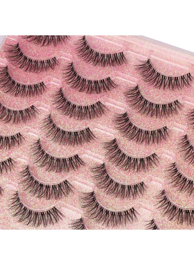 14Mm Lashes Natural Look Wispy Eyelashes Fluffy Faux Mink Lashes Clear Band Short Natural False Lashes Cat Eye Daily Soft Strip Lashes Pack By Kiromiro