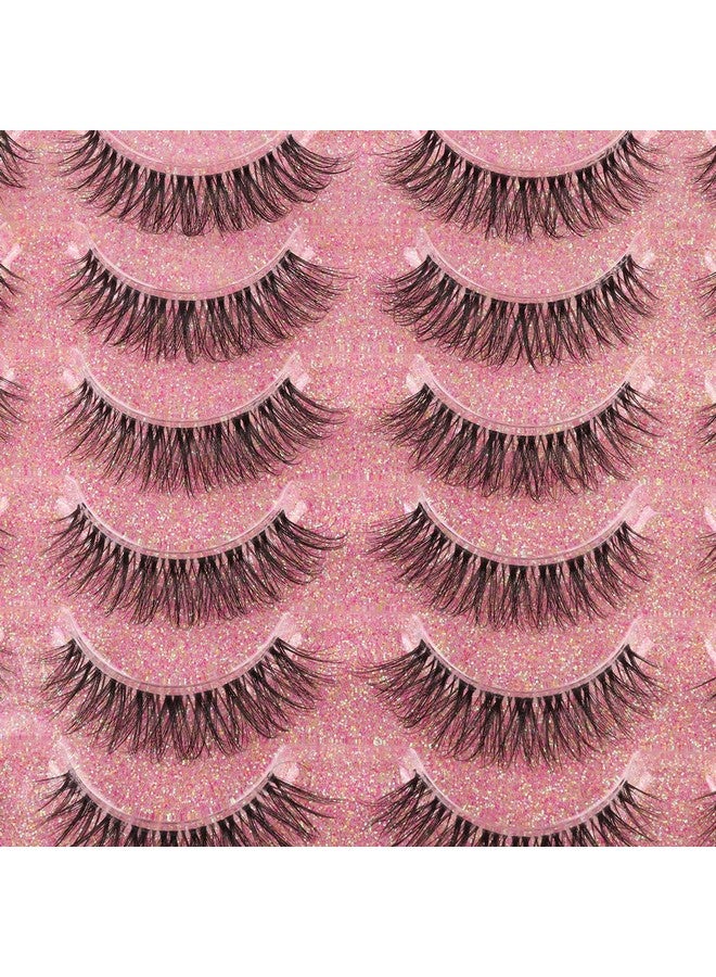 14Mm Lashes Natural Look Wispy Eyelashes Fluffy Faux Mink Lashes Clear Band Short Natural False Lashes Cat Eye Daily Soft Strip Lashes Pack By Kiromiro