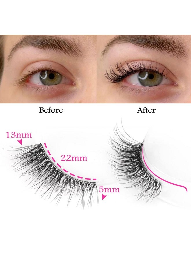 Half Lashes Natural Look Wispy Cat Eye Lashes Fluffy 13Mm Clear Band Accent Short False Eyelashes That Look Like Extensions 10 Pairs