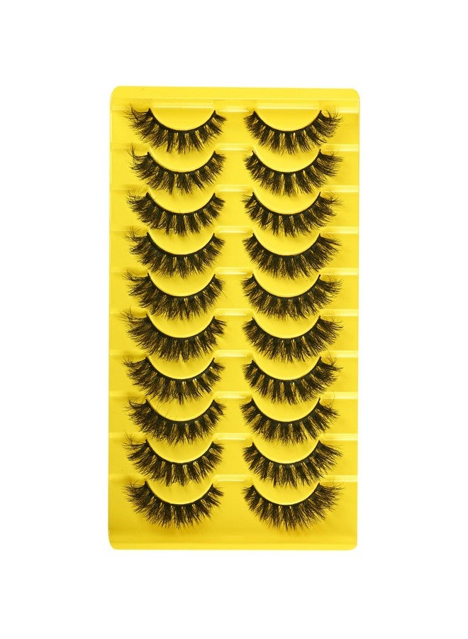 False Eyelashes Short Lashes Full Mink Lashes 10 Pairs Fluffy Cat Eye Strip Eyelash Wispy Volume Lash Pack Fake Eye Lash Natural Look (A14Mm Cat Eye)