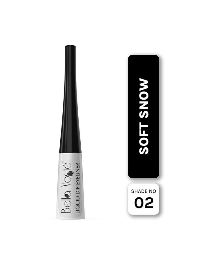 Liquid Eyeliner 24 Hr Long Stay Easy To Glide Waterproof Smudgeproof No Transfer Cruelty Free Made In India Soft Snow (02) White