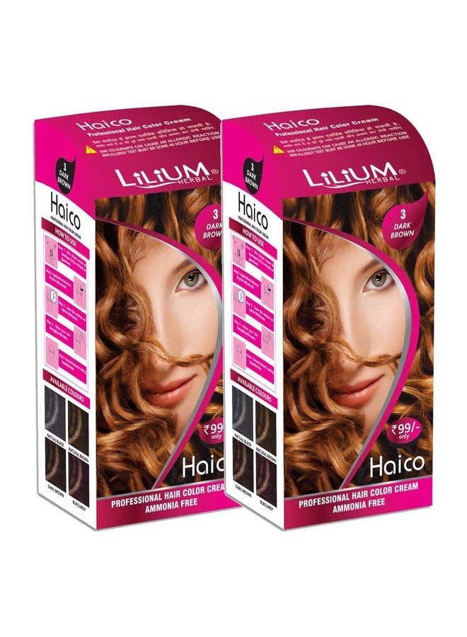 Haico Professional Dark Brown Hair Color Cream Ammonia Free Pack Of 2