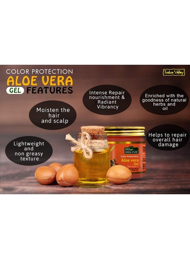 Bio Organic Color Protection Aloe Vera Gel With Argan Oil For Rich Colour & Shiny Hair (175 X 2 = 350Ml) Set Of 2