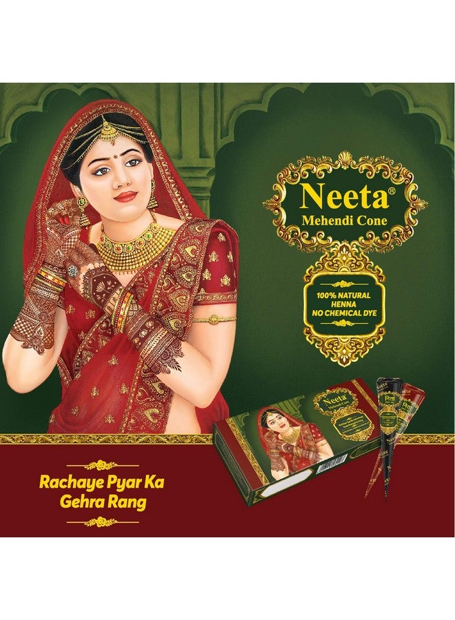 Mehendi Cones For Hand 4 Pc In 1 Box (Pack Of 7) Bridal Mehndi Cones Natural Mehendi Cone For Wedding Hand Designing Reddish Brown Color Long Lasting Niddle Cones For Women