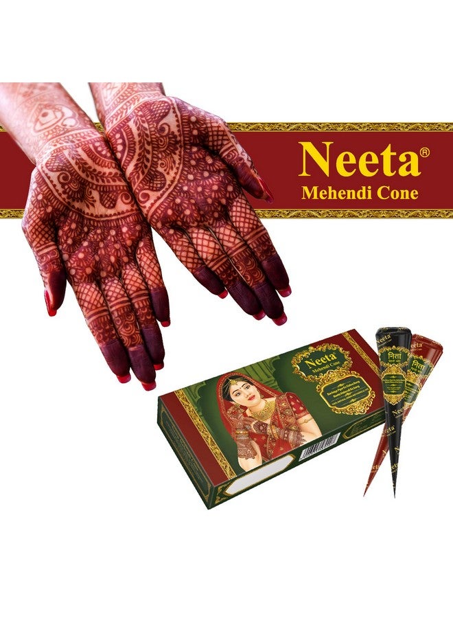 Mehendi Cones For Hand 4 Pc In 1 Box (Pack Of 7) Bridal Mehndi Cones Natural Mehendi Cone For Wedding Hand Designing Reddish Brown Color Long Lasting Niddle Cones For Women