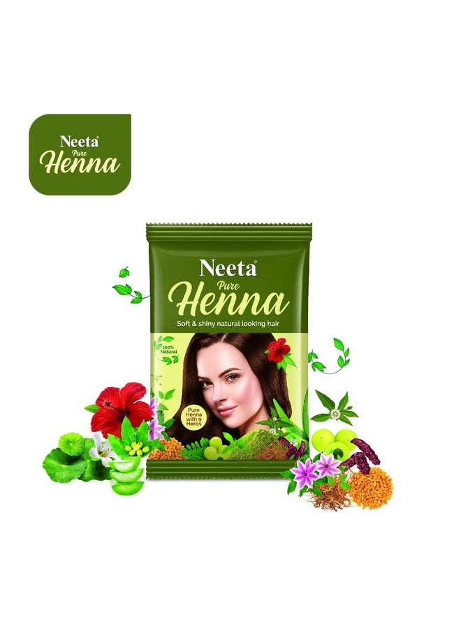 Pure Henna Powder For Hair With 9 Natural Herbs 25G (Pack Of 10) 100% Natural Henna Mehndi For Soft & Shiny Natural Looking Hair