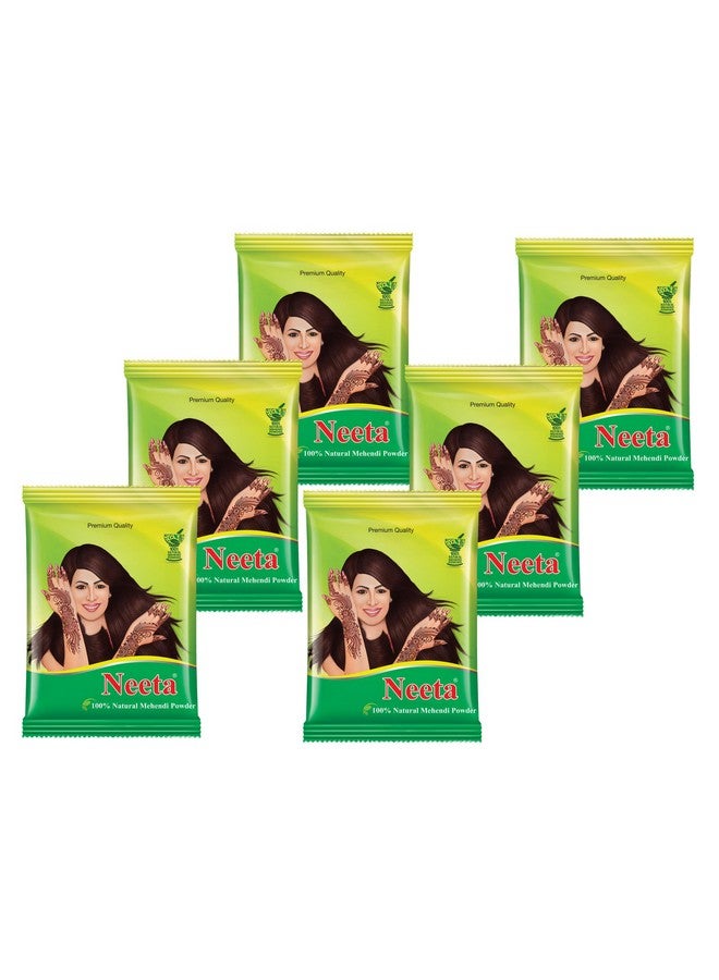 Mehendi Powder 100G Pack Of 6 100% Natural Henna Mehandi Powder For Hair Hand & Feet