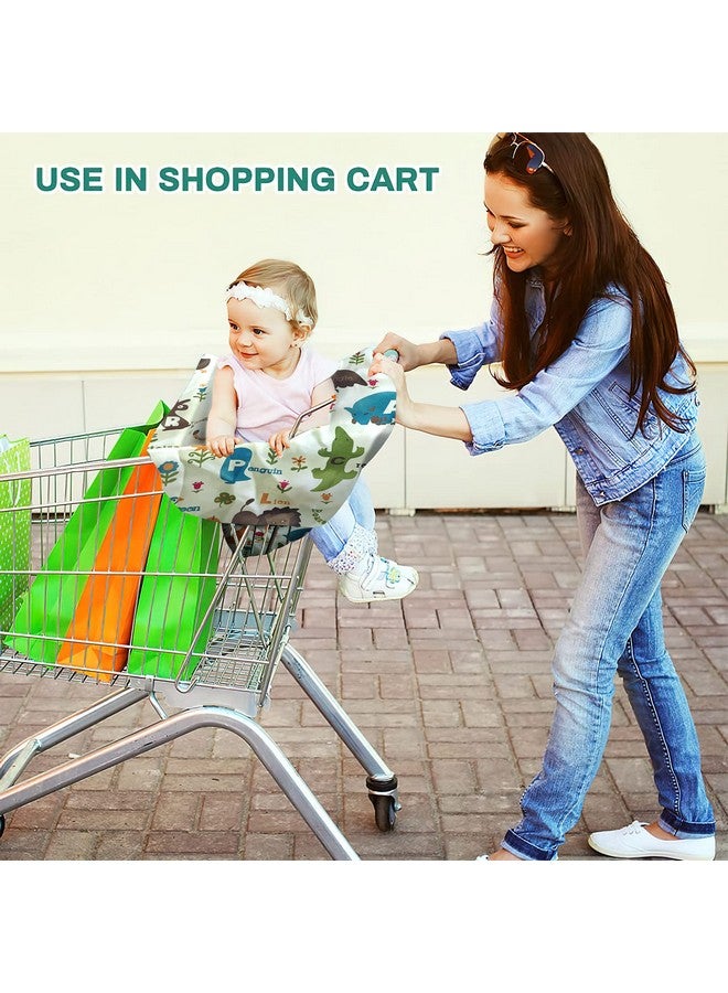 Shopping Cart Cover For Baby High Chair Cover Cart Cover For Babies Kids& Toddlers Portable 2In1 Design Includes Free Carry Bag For Market And Resturant Use(Cute Zoo)