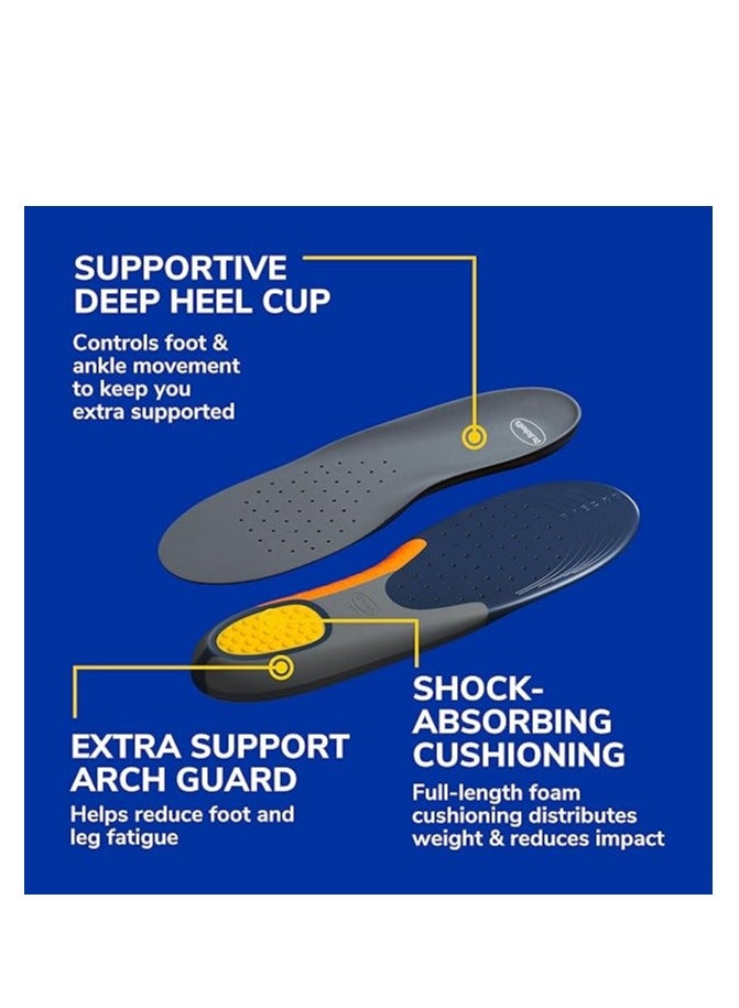 Dr. Scholl's Heavy Duty Support Insole Orthotics, Big & Tall, 200lbs+, Wide Feet, Shock Absorbing, Arch Support, Distributes Pressure, Trim to Fit Inserts, Work Boots & Shoes, Men Size 8-14, 1 Pair