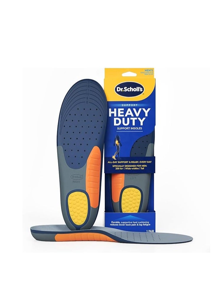 Dr. Scholl's Heavy Duty Support Insole Orthotics, Big & Tall, 200lbs+, Wide Feet, Shock Absorbing, Arch Support, Distributes Pressure, Trim to Fit Inserts, Work Boots & Shoes, Men Size 8-14, 1 Pair