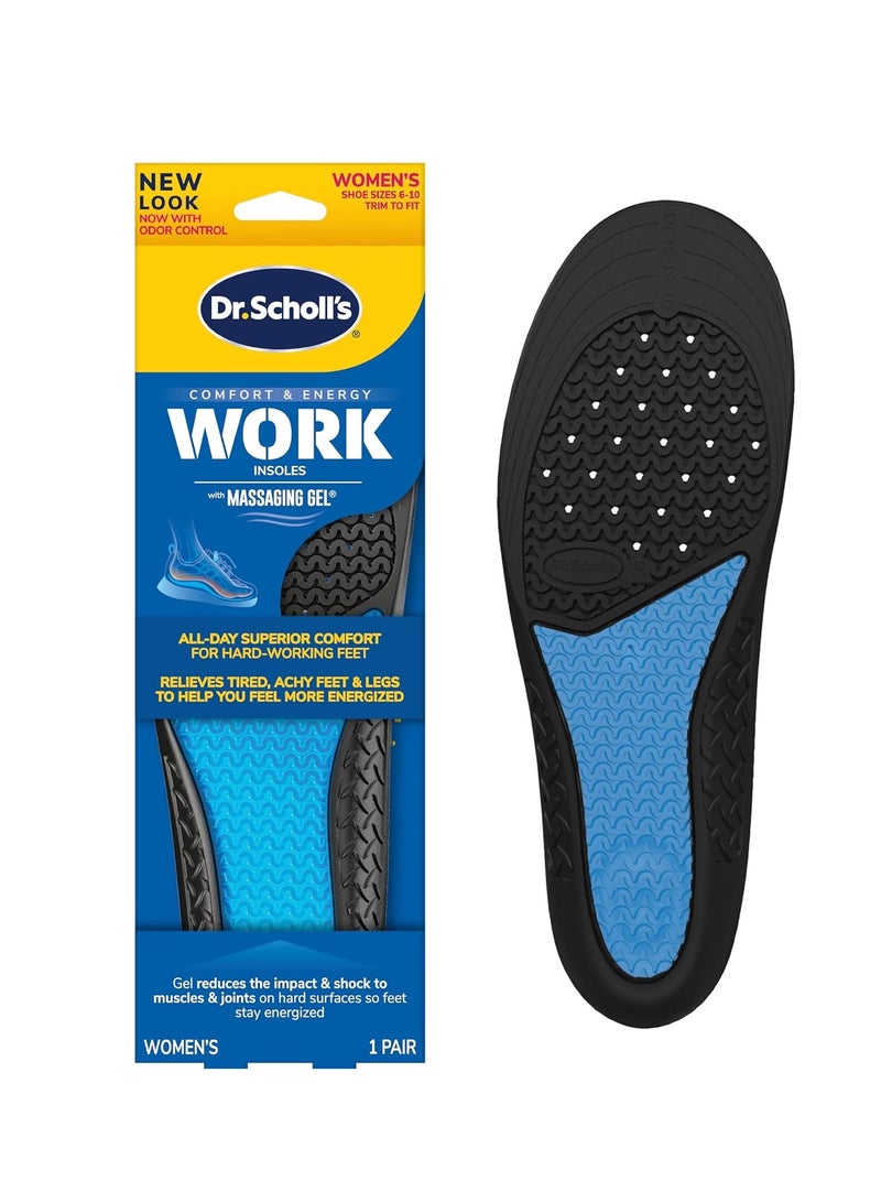 Work All-Day Superior Comfort Insoles (with) Massaging Gel, Women, 1 Pair, Trim to Fit