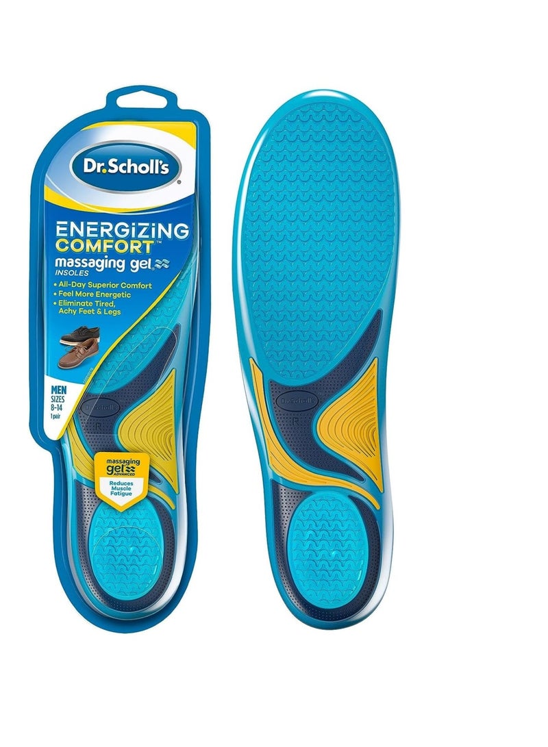 Dr. Scholl's Energizing Comfort Everyday Insoles with Massaging Gel®, On Feet All-Day, Shock Absorbing, Arch Support,Trim Inserts to Fit Shoes, Men's Size 8-14, 1 Pair