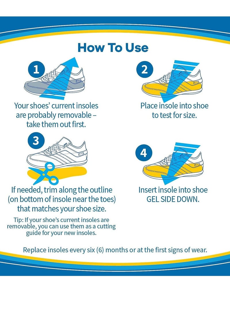 Dr. Scholl's Energizing Comfort Everyday Insoles with Massaging Gel®, On Feet All-Day, Shock Absorbing, Arch Support,Trim Inserts to Fit Shoes, Men's Size 8-14, 1 Pair