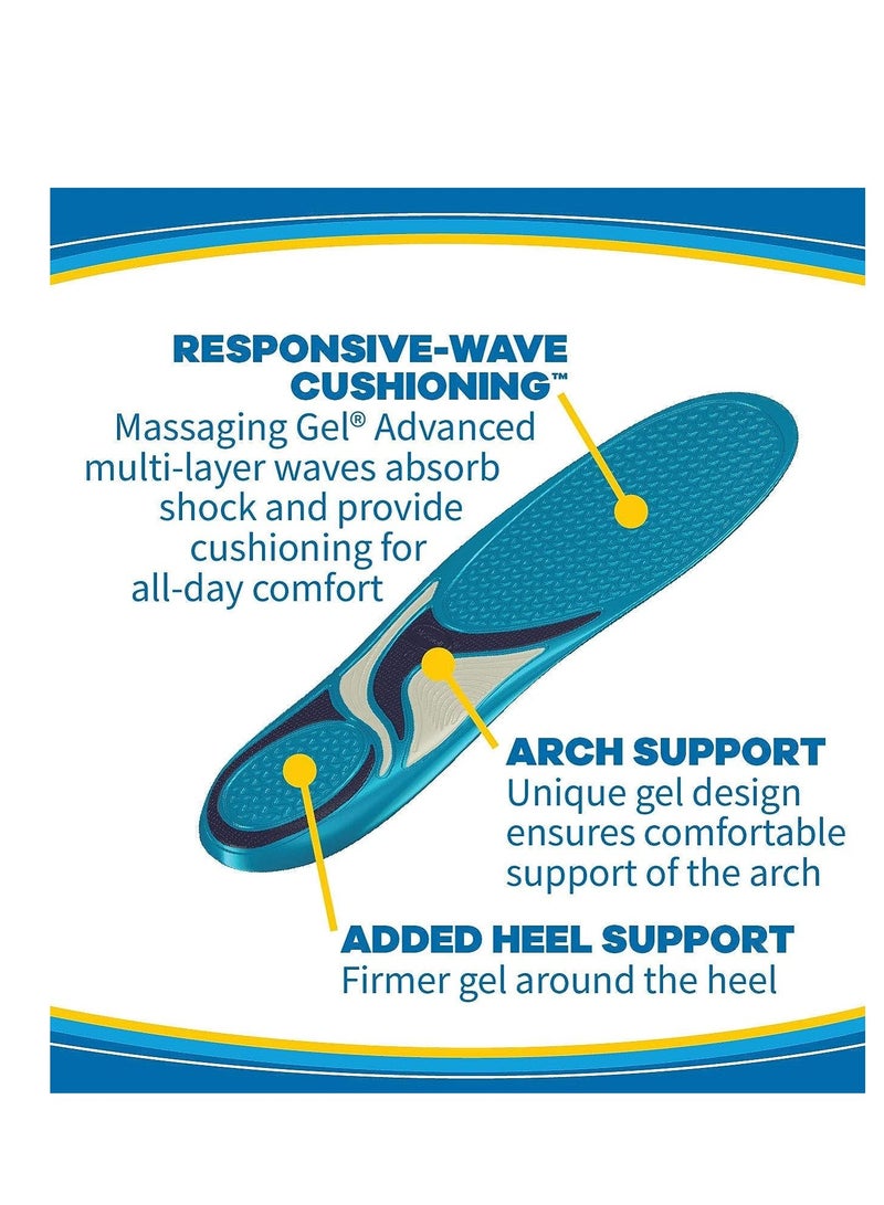 Dr. Scholl's Energizing Comfort Everyday Insoles with Massaging Gel®, On Feet All-Day, Shock Absorbing, Arch Support,Trim Inserts to Fit Shoes, Men's Size 8-14, 1 Pair