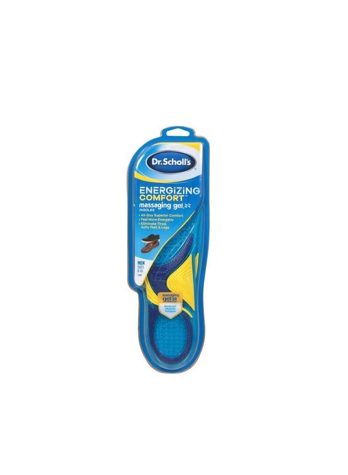 Dr. Scholl's Energizing Comfort Everyday Insoles with Massaging Gel®, On Feet All-Day, Shock Absorbing, Arch Support,Trim Inserts to Fit Shoes, Men's Size 8-14, 1 Pair