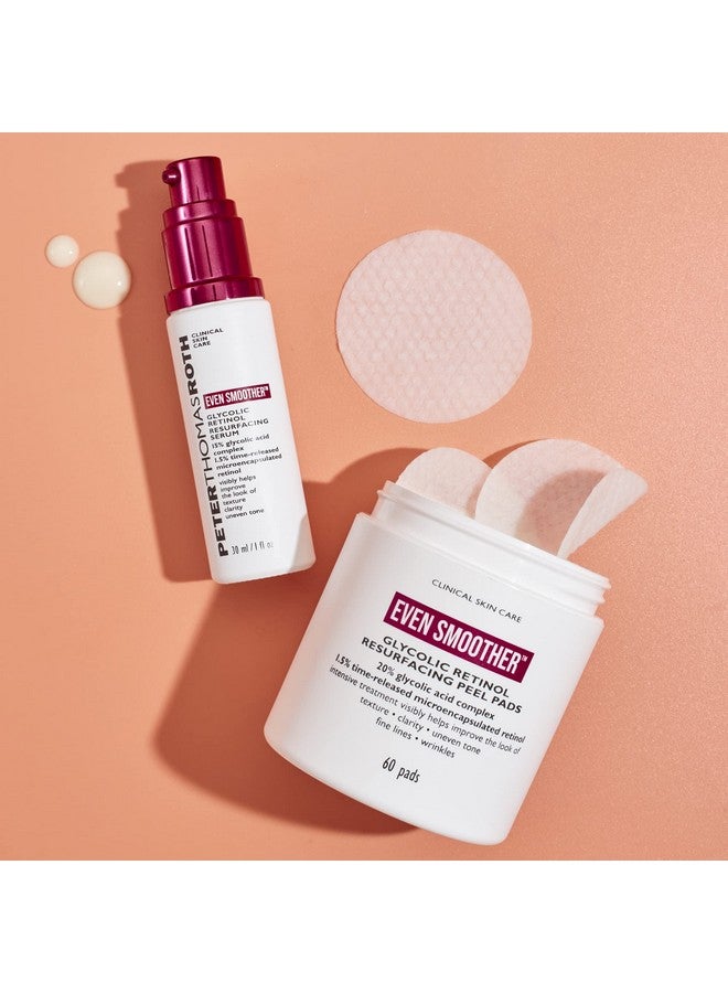 Even Smoother Glycolic Retinol Resurfacing Peel Pads Glycolic Acid Facial Peel With Retinol For Uneven Texture And Tone 60 Ct.