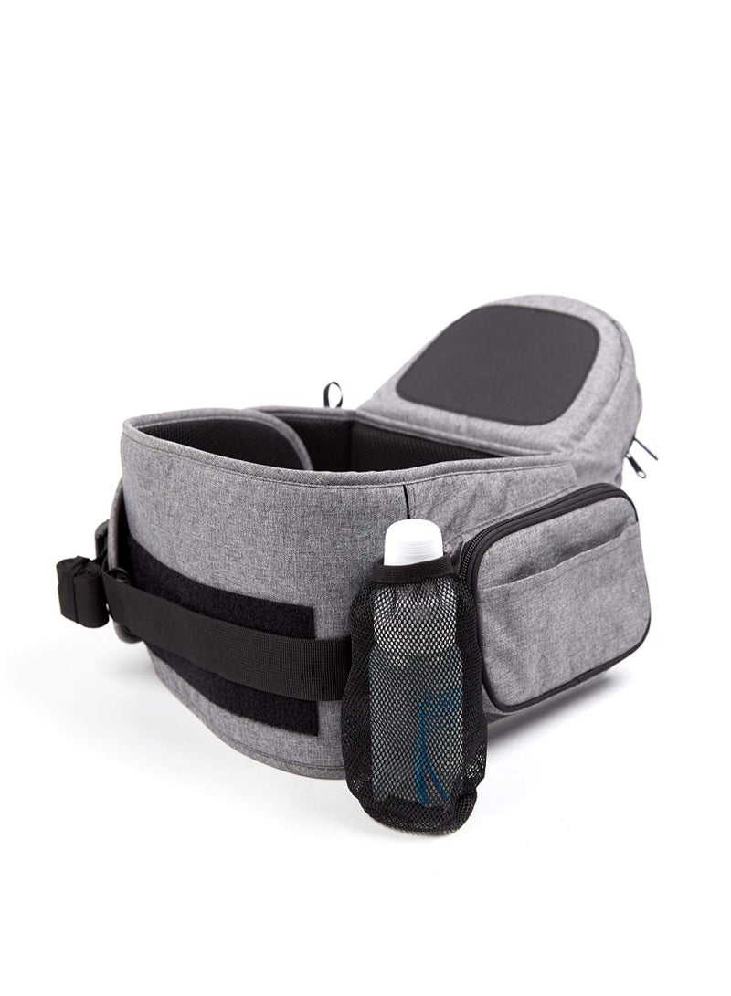 Hip Seat Baby Carrier, Ergonomic Bench Design, Adjustable Waistband, Various Pockets, Newborns to Toddlers up to 44 lbs, All-Seasons Carrier, Grey