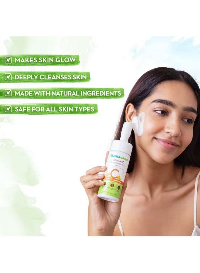 Vitamin C Foaming Face Wash With Brush Combo Pack With Refill For Skin Illumination 150 Ml + 150 Ml
