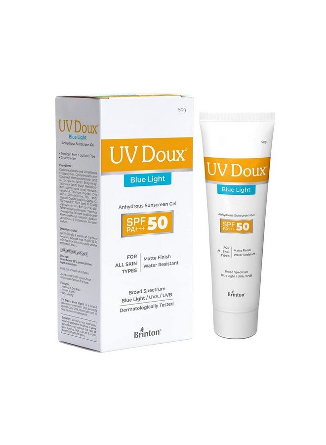 Uv Doux Blue Light Sunscreen Protection Gel Spf 50 Pa+++ Uva/Uvb For Men & Women Matte Finish & Water Resistant For All Skin Types 50G (Pack Of 2)