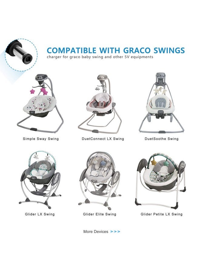 5V Replacement Graco Swing Power Cord Compatible With Graco Simple Sway Graco Glider Lx/Elite/Premier/Petite Lx; Sweetpeace Duetsoothe Duetconnect Lx Sweet Snuggle Comfy Cove Dlx Baby