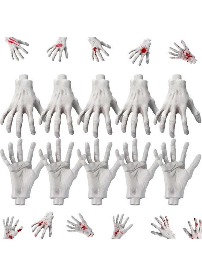 5 Pairs Halloween Skeleton Hands Realistic Skeleton Zombie Hands Life Size Zombie Hand Prop Plastic Fake Hands For Halloween Party Decorations Scary Props