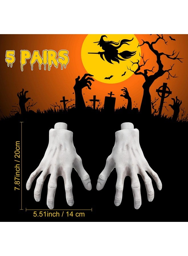 5 Pairs Halloween Skeleton Hands Realistic Skeleton Zombie Hands Life Size Zombie Hand Prop Plastic Fake Hands For Halloween Party Decorations Scary Props