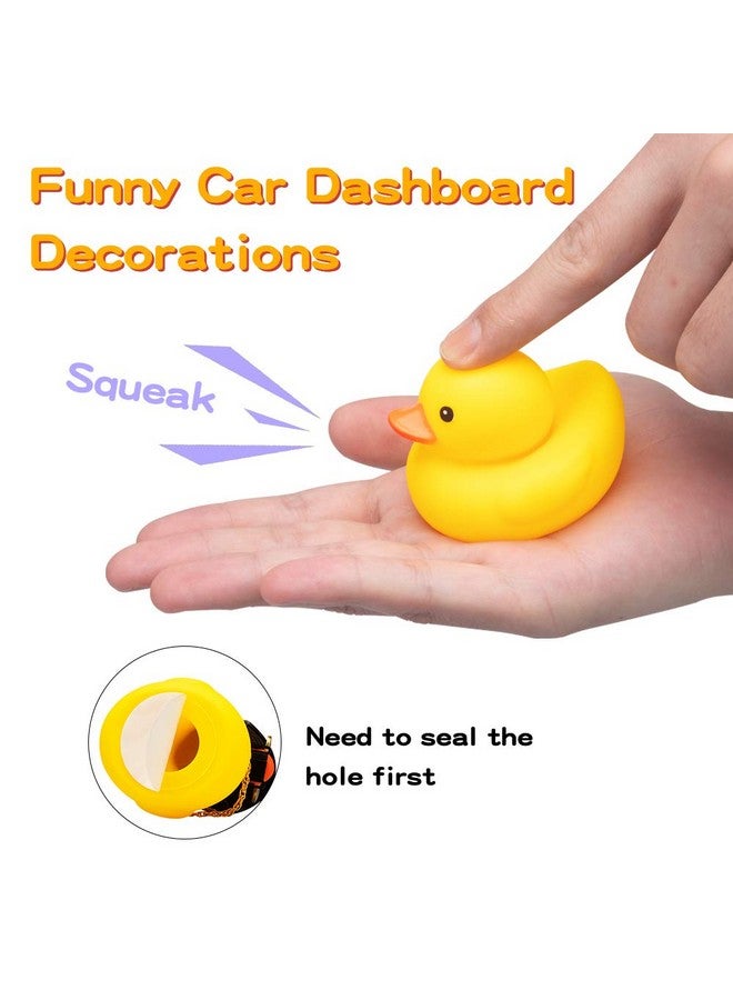 Car Duck Rubber Duck Car Decorations Dashboard 2Pack Small Duck Ornaments With Propellers Glasses Gold Chain