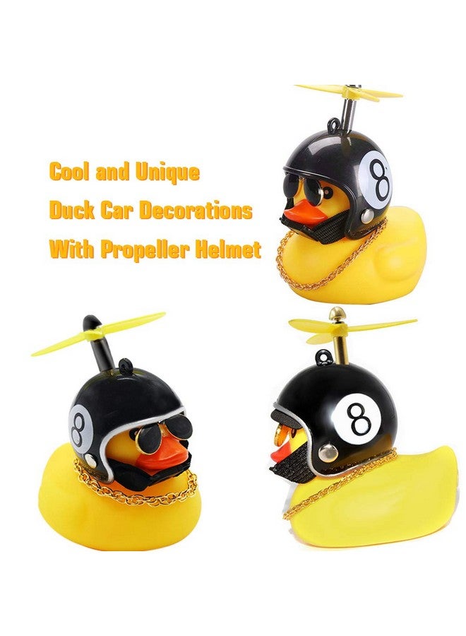 Car Duck Rubber Duck Car Decorations Dashboard 2Pack Small Duck Ornaments With Propellers Glasses Gold Chain